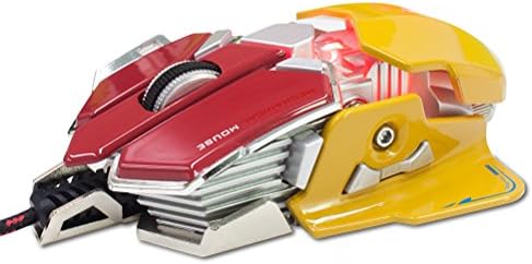 YTEAM Professional G10 Programming Gaming Mouse, LED USB Wired Optical 4000 DPI 9 Buttons Ergonomic Gamer Mice with Nano, Real Aluminum Scroll Wheel (Yellow & Red)