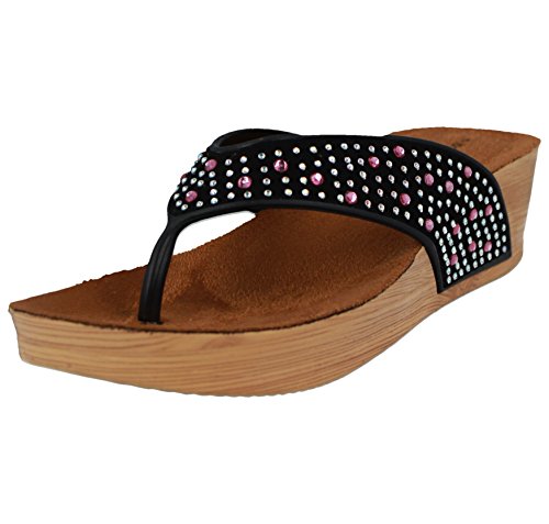 Toe Post Dunlop Diamante Flip Flops Ladies Dunlop Cushioned Flip Flops