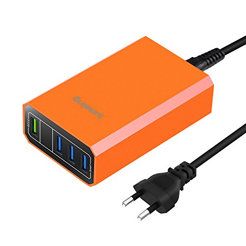 Lumsing Quick Charge 3.0 36W 4 Port USB Ladegerät Desktop Ladeadapter für Galaxy S7 / S6 / Edge / Plus, Note 5 / 4 und Smart Ports für iPhone 7 / 6s / Plus, iPad Pro / Air 2 / mini, LG, Nexus, HTC & mehr (Orange) - 2
