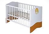 Polini Kids Kombi-Kinderbett Basic Jungle 140×70 mit Motiven weiß-orange,1184-1 - 2