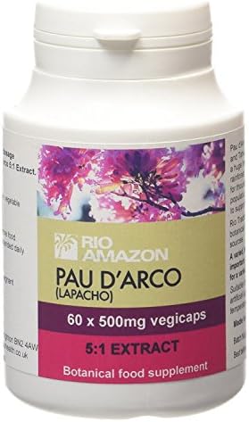 Rio Amazon PAU D'arco Lapacho 500mg 5:1 Extract - 60 Vegi Capsules (Pack of 2)