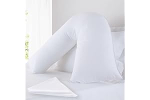 PURE TEXTILES Luxury V Pillow with Pillowcase – Comfy Orthopedic V Shaped Pillows For Neck, Back & Shoulder, Ideal for Pregnancy and Nursing – Extra Filled Hypoallergenic, Machine Washable