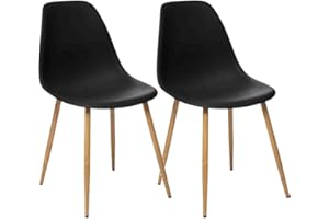 UNIVERSDECOR - Lot De 2 chaises Style scandinave Ava Pieds métal Imitation chêne Atmosphera (2, Noir)