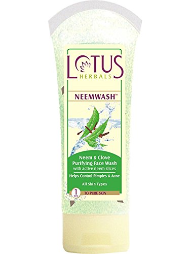 Lotus Herbals Neemwash Neem and Clove Purifying Facewash with Active Neem Slices, 80 g (Pack of 3)