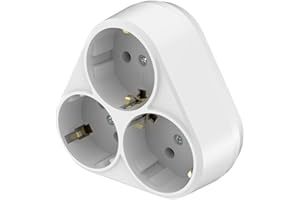 Braytron 3-Fach Mehrfachstecker Steckdosenadapter 230V Typ F Dreieck & Rechteck mit/ohne Kindersicherung 3680W Steckdosenleiste Reiseadapter Stecker Verteiler (Dreieck ohne Kindersicherung)