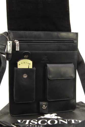 Organizer-Umh  ngetasche aus Leder von Visconti  18410  - Schwarz - GR    E  B  25 H  30 T  7 cm 
