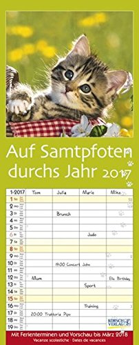 Auf Samtpfoten durch's Jahr 2017: Familientimer mit Ferienterminen und Vorschau bis März 2018