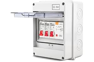 AYNEFY Garage & Caravan 2-Way Consumer Unit 40A 30mA RCD + 2 MCB (6A + 16A) IP65 Protective Housing for Workshops Outbuildings 230/400V