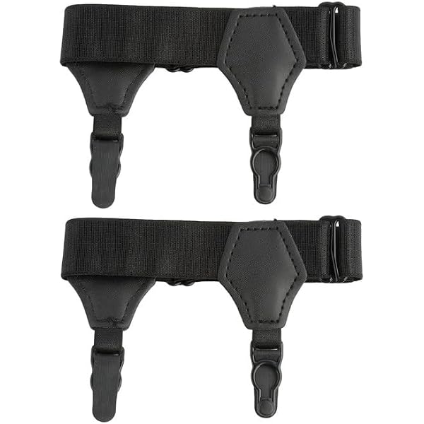 Fixe-chaussettes Femme Porte-Jarretelles VODAFQS - 2 Pièces Réglables, Clips Antidérapants, Nylon Élastique, Homme/Femme, Noir Porte-jarretelles Nylon
