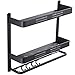 Produktbild LQ-Wall shelf Schwarzes Badregal, Geeignet Für Doppeltes Badezimmer Hardware Anhänger Mehrschichtigen Handtuchhalter Mit Haken (Color : Black, Size : 60CM)