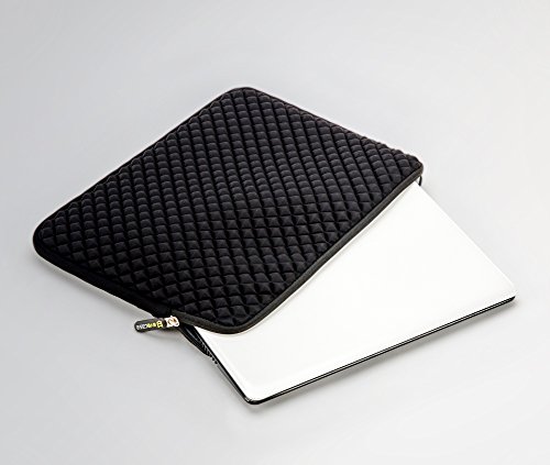 Laptophülle, Evecase Universal Neopren Anti-Schock Laptop Schutzhülle mit Rautenmuster / Diamant-Muster Schaumpolsterung für 15.6 Zoll Laptops Tablets Macbooks Notebooks Chromebook – Schwarz - 6
