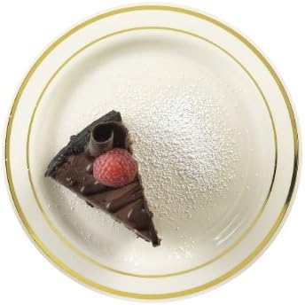 EMI Yoshi EMI-GWP6WG Glimmerware Plastic Dessert Plate, 6-Inch, White/Gold, 120 Per Case