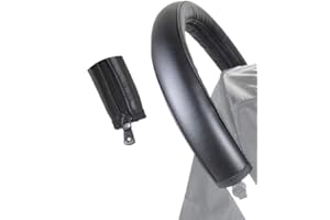 AIFRYMNE Pram Handle Covers Black for Babyzen, PU Leather Stroller Handle Protector Stroller Accessories for Babyzen, Durable Stroller Armrest Protector, Easy to Clean, Stroller Accessories, 55x12cm ﻿