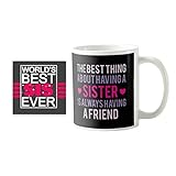 YaYa Cafe™ Birthday Gifts for Sister, Best Sister Mug with Coaster Set of 2