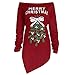 Produktbild Moonuy Damen Kurzes Kleid Damen Party Shirt Kleid Xmas Print Letter 'Merry Christmas' Kleid Weihnachtsbaum Langarm Party Kleider