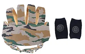 DearJoy Baby Safety Helmet with Corner Guard & Proper Ventilation + Kneepads (Uri Green)