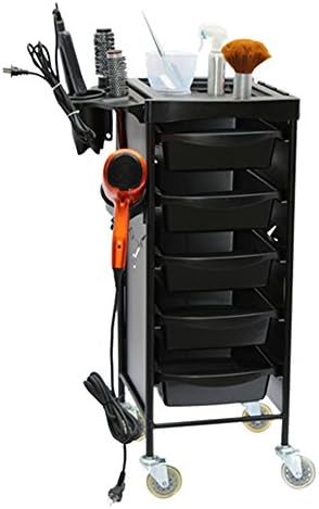 6 Tiers Salon Trolley Barber Cart Wheels Hairdressing Roller Storage Organizer Coloring Beauty SPA Tool Holder Black