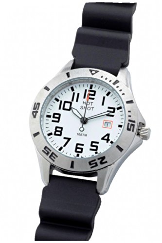Hot Shot Jungenuhr & Mdchenuhr Jugenduhr Analog Quarz Kautschuk 10 bar kalender 01067h