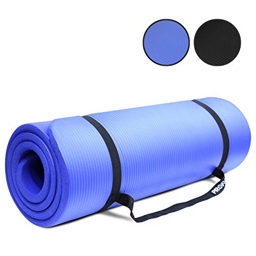 PROIRON Tapis de Yoga Tapis de Fitness Tapis de Gymnastique Antidérapant Epais NBR Matériel avec Sangle de Transport 180cm x 61cm x 15mm Bleu