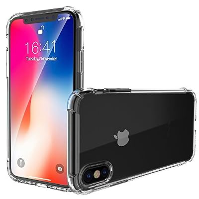 HZRICH Coque iPhone X, Coque iPhone 10 - Souple Clair TPU Silicone/Housse Bumper, HZRICH[Cadeau Ecran en Verre Protecteur][Shock-Absorption]Anti-dérapante Cover pour iPhone X/10 - Transparent