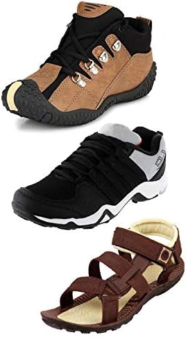 Tempo Men's Combo Pack of 2 Footwear (Outdoor Shoes, Loafers & Floaters Sandals)
