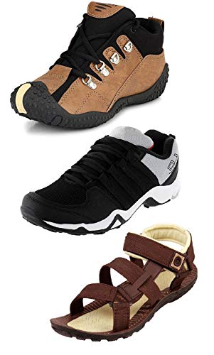 Tempo Men's Combo Pack of 2 Footwear (Outdoor Shoes, Loafers & Floaters Sandals)