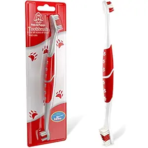 Pet Toothbrush for Dogs, Cats with Soft Bristles - Easy Teeth Cleaning & Dental Care, Non Slip Dual Head Dog Toothbrush - Choose Your Pack (Pack of 1)