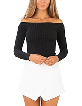 Kurz Feinstrick T-Shirt mit Carmen-Ausschnitt