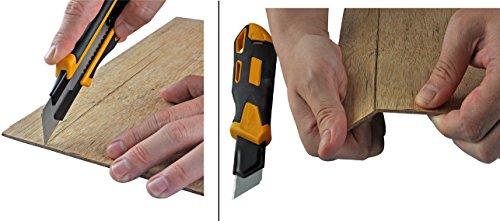 ViCUT Gelbes hochbeanspruchbares, doppelschließendes und einziehbares Viwanda 25mm Cuttermesser / Universalmesser mit besonders dicken Stahlklingen und extra Klingenhalter. Cutter / Messer - 6