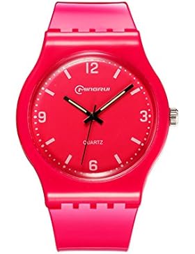 Kind] Quartz uhr,Student Freizeit Wasserdicht Watch Runde Rubber Pin buckle armband-O