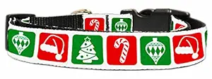 Mirage Pet Products 25-23 MD Timeless Christmas Nylon Ribbon Dog Collar, Medium