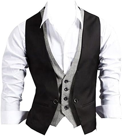 Izaac Mens Top Designed Casual Slim Fit Skinny Dress Vest Waistcoat Gilet (UK L/Tag XXL, black)