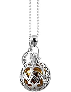 [Gesponsert]Nenalina Silber Halskette mit Engelsflüsterer Anhänger inkl. Klangkugel und Buchstaben Charm Anhänger | Damen...