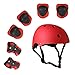 Produktbild ZHYY Kinder 7 Stück Outdoor Sports Schutzausrüstung Set Fahrradhelm Sicherheit Pads Set [Knie- & Ellbogenschützer und Handgelenkschoner] für Roller Roller Skateboard Fahrrad(3-8Years Alt),Red2