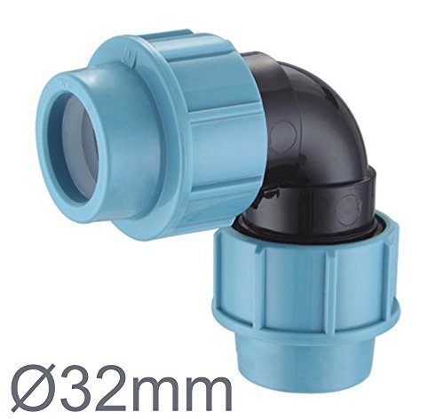 PP-Verbinder für 32 mm PE-Rohr Kupplung Endkappe Verbund Fitting Fittings Formteil Verschraubung Winkel (Winkel 32mm)