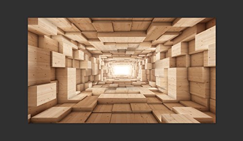 Vlies Fototapete 500×280 cm – 3 Farben zur Auswahl – Top – Tapete – Wandbilder XXL – Wandbild – Bild – Fototapeten – Tapeten – Wandtapete – Abstrakt Tunnel Holz 3D geometrisch a-B-0035-a-b - 4