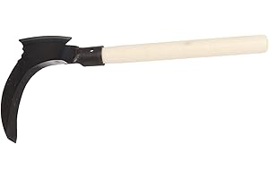 YOEYANG Doppelsense aus Manganstahl, Härtungsbehandlung, Scharfe Klingen, Doppelsense, Multifunktional, Langlebig, Rostfrei, Zum Schneiden von Brennholz für Gartengeräte (Einzelner Schneidkopf, Holzstab)