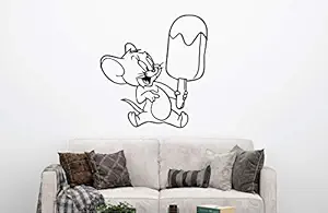 VVWV Mouse & Ice Cream Wall Stickers for Home Living Kids Bed Room Hall Kitchen Wall Decor Stickers PVC Vinyl Decals L X H 50 X 65 CMS