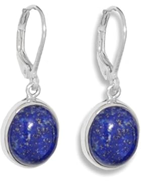 ERCE Lapislazuli Edelstein Ohrringe oval, 925 Sterling Silber, Länge 3 cm im Geschenketui