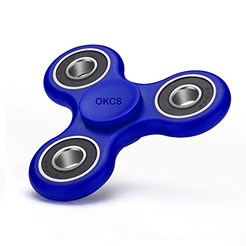 Fidget Spinner - OKCS - Spielzeug Tri Finger Spinner Stresslöser Konzentration Rundes Design - Blau