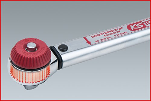 KS Tools 1/2 Zoll Ergotorqu Eprecision Drehmomentschlüssel mit Drehknopf Umsteck Ratschenkopf, 20-200 Nm, Limited Edition, 516.6042 - 15