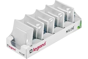 LEGRAND Pack 5 Interruptores Conmutador 10A Gama Niloé Monobloc, Mecanismos Completos con Marcos, Color Blanco, 396431