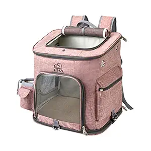 Aswadh Pet Carrier Backpack Cat Dog Breathable Carry Bag for Outdoor Travel Pink