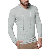Yvelands HerrenT-Shirts der Männer lose Feste Lange Hülsen-mit Kapuze Oberseiten-Hemd Tops(Grau,CN-M)