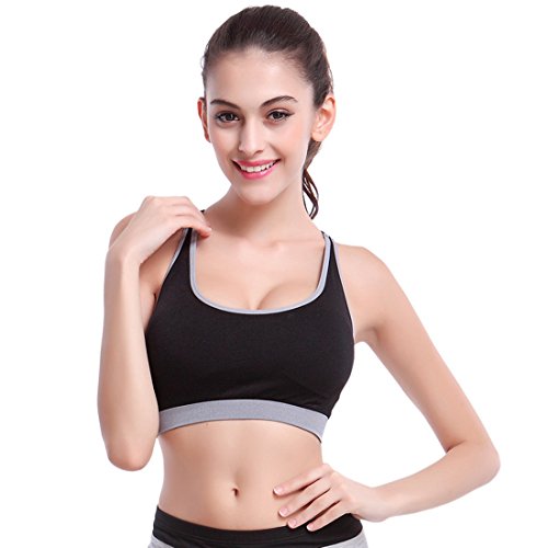 Jewelry_Awesome Komfort Damen Starker Halt Gepolsterter Push up Ohne Bügel Sport BH Bustier Stretch Sports Bra Top Für Yoga Fitness-Training