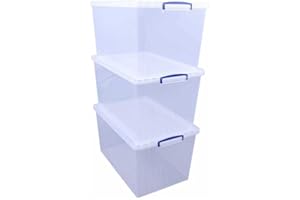Really Useful Box Nestable Plastic Storage 83 Litre Clear (Pack of 3)
