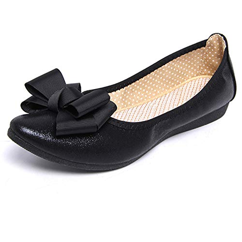 L-RUN Women's Flats Ballet Shoes Casual Work Bowknot Comfort Round Toe Slip On Pregnant Women Flats Shoes