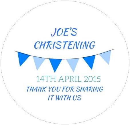 Uniquedesignz Personalised Stickers 48 Labels Stickers Christening Blue Sweet cones