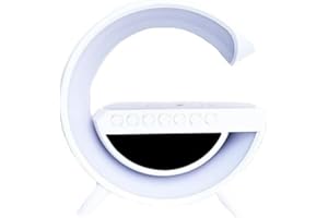 DECONOLOGY DECO Atmosfera luce Notturna Caricabatteria per Telefono Wireless Altoparlante Bluetooth Sveglia Tutto in una Lampada da Tavolo a LED per Camera da Letto, Soggiorno, Ufficio (BT34)