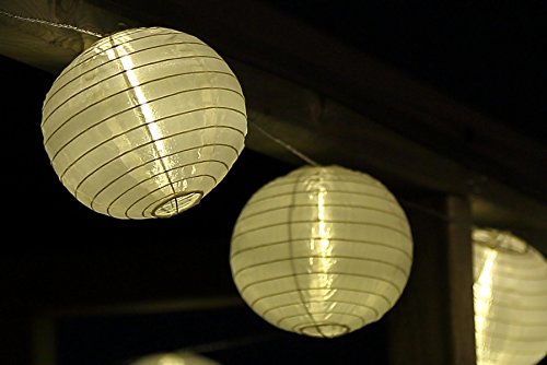 Lampion Lichterkette mit 15 LED-Lampions weiss Ø 15 cm Garten außen von Gartenpirat - 7